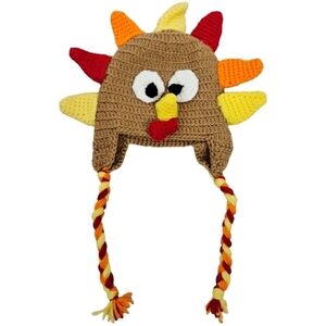 Turkey‎ Trapper Style Winter Hat Handmade Crocheted Kids One Size Unisex